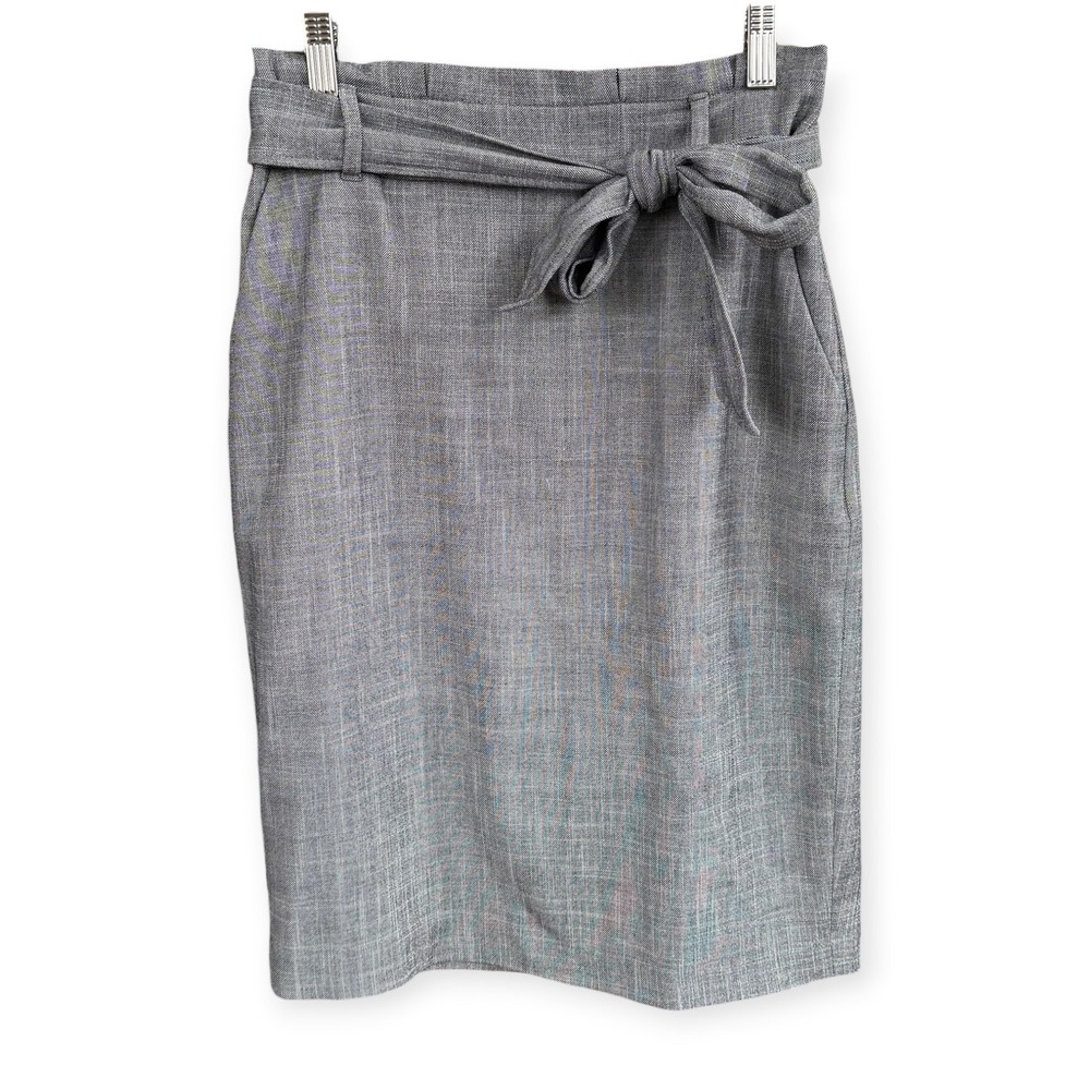 Ann Taylor Womens Gray Textured Tie Waist Pencil Skirt Size 0